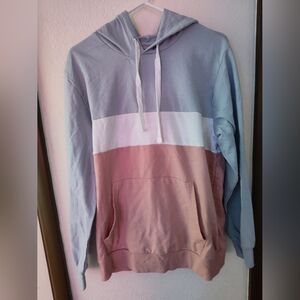 Colorblock Hoodie in Blue, White, and Coral
